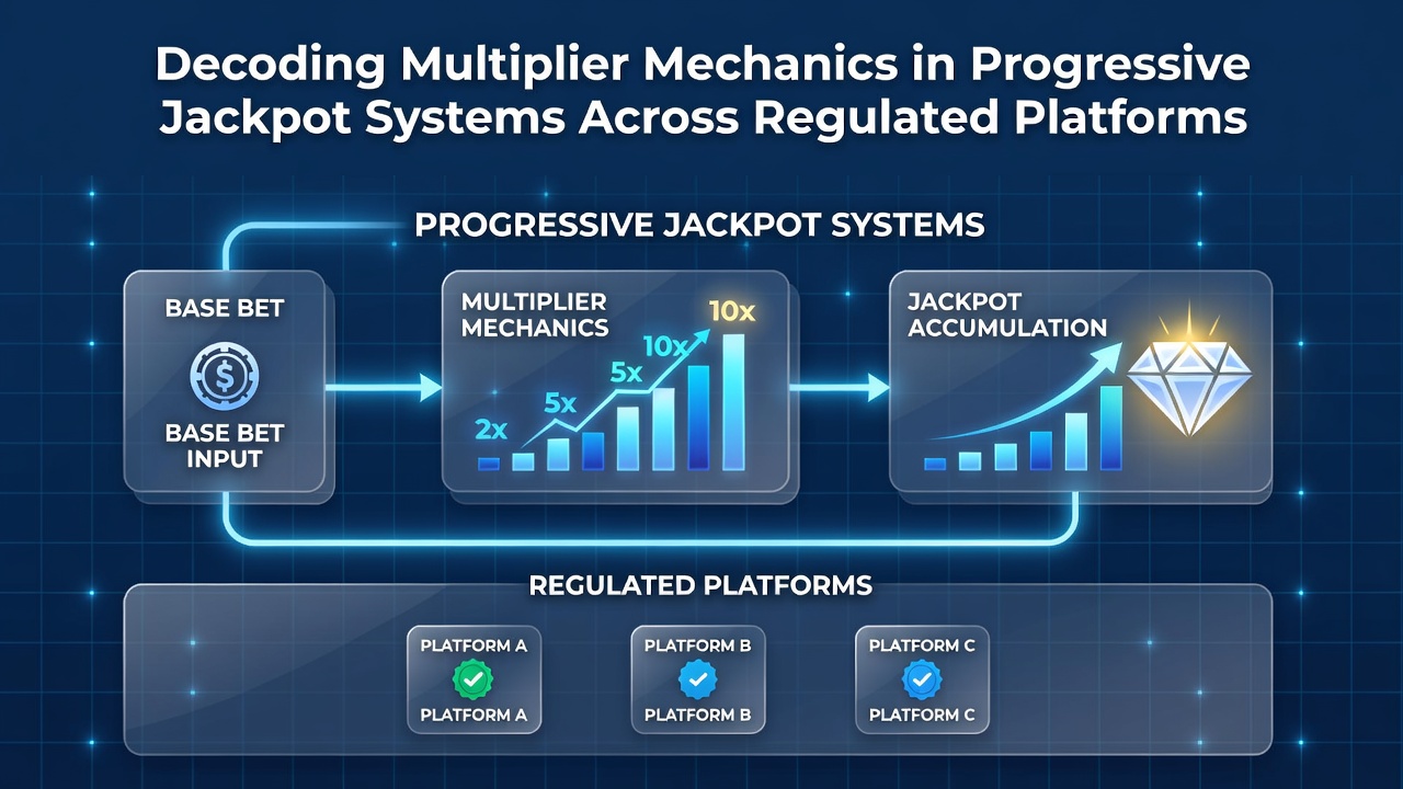 Illustratie van progressieve jackpot systemen met multipliers op digitale gokplatforms