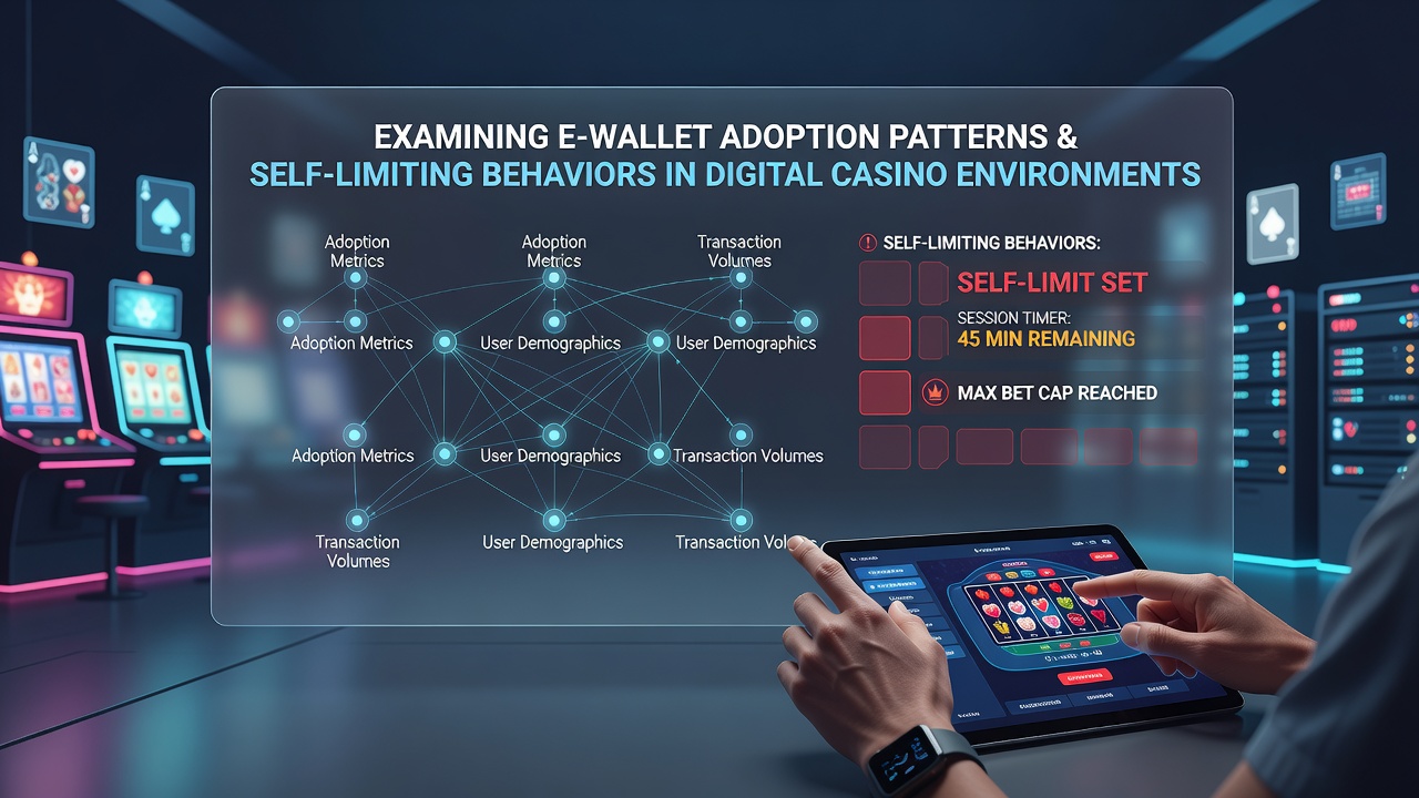 Illustratie van e-wallet transacties in digitale casino interfaces met focus op limietinstellingen