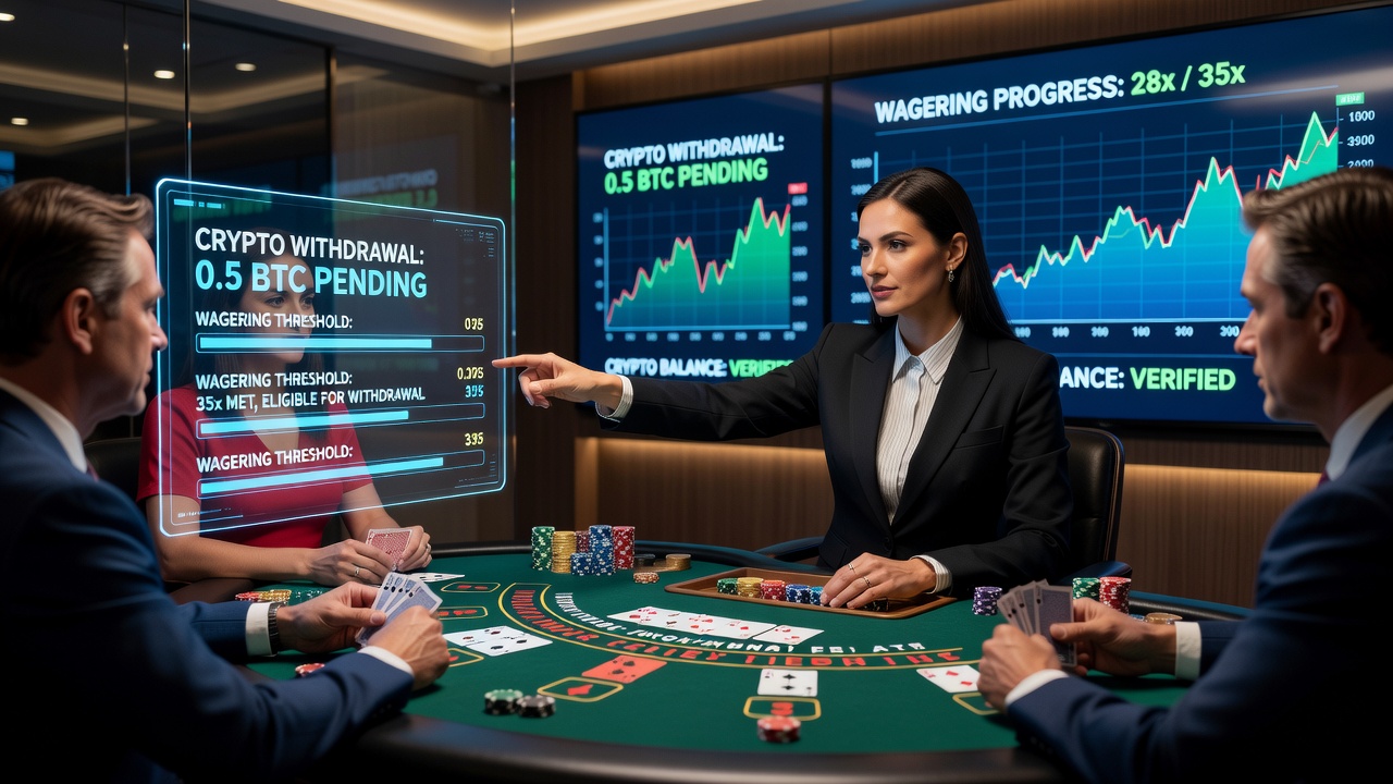 Grafiek die de relatie tussen crypto opnames en inzetvereisten bij live spellen toont