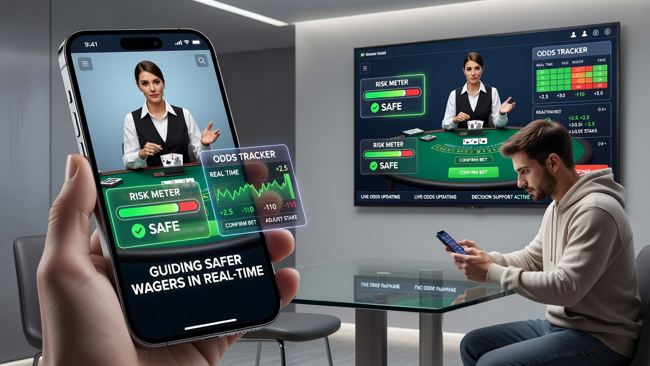Mobiele interface met real-time risico-indicatoren tijdens live sportweddenschap