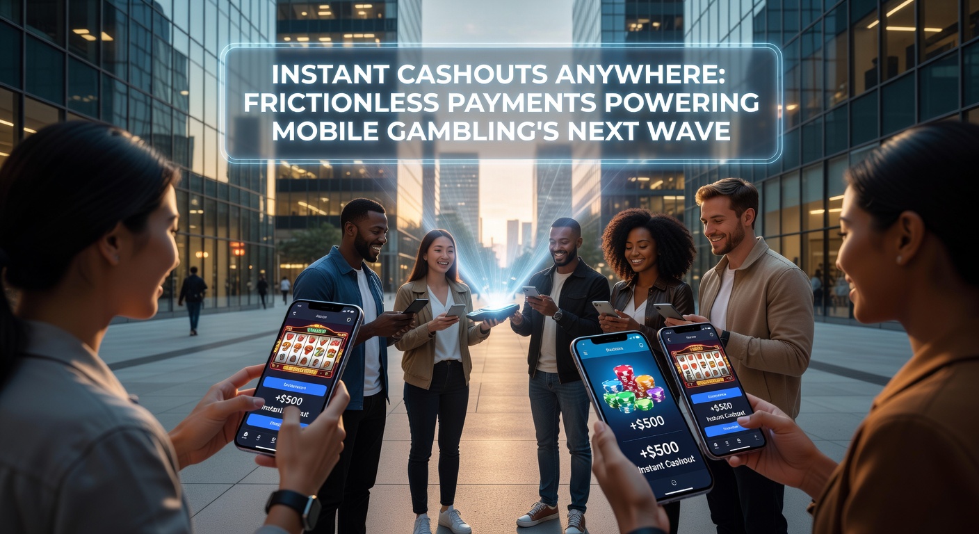 Mobiele telefoon met gokapp en instant uitbetalingsscherm, symboliserend snelle cashouts in online gokken