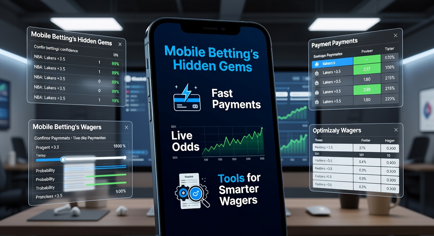 Grafiek met live odds updates op een mobiel scherm naast grafieken van betting tools en uitbetalingsflows