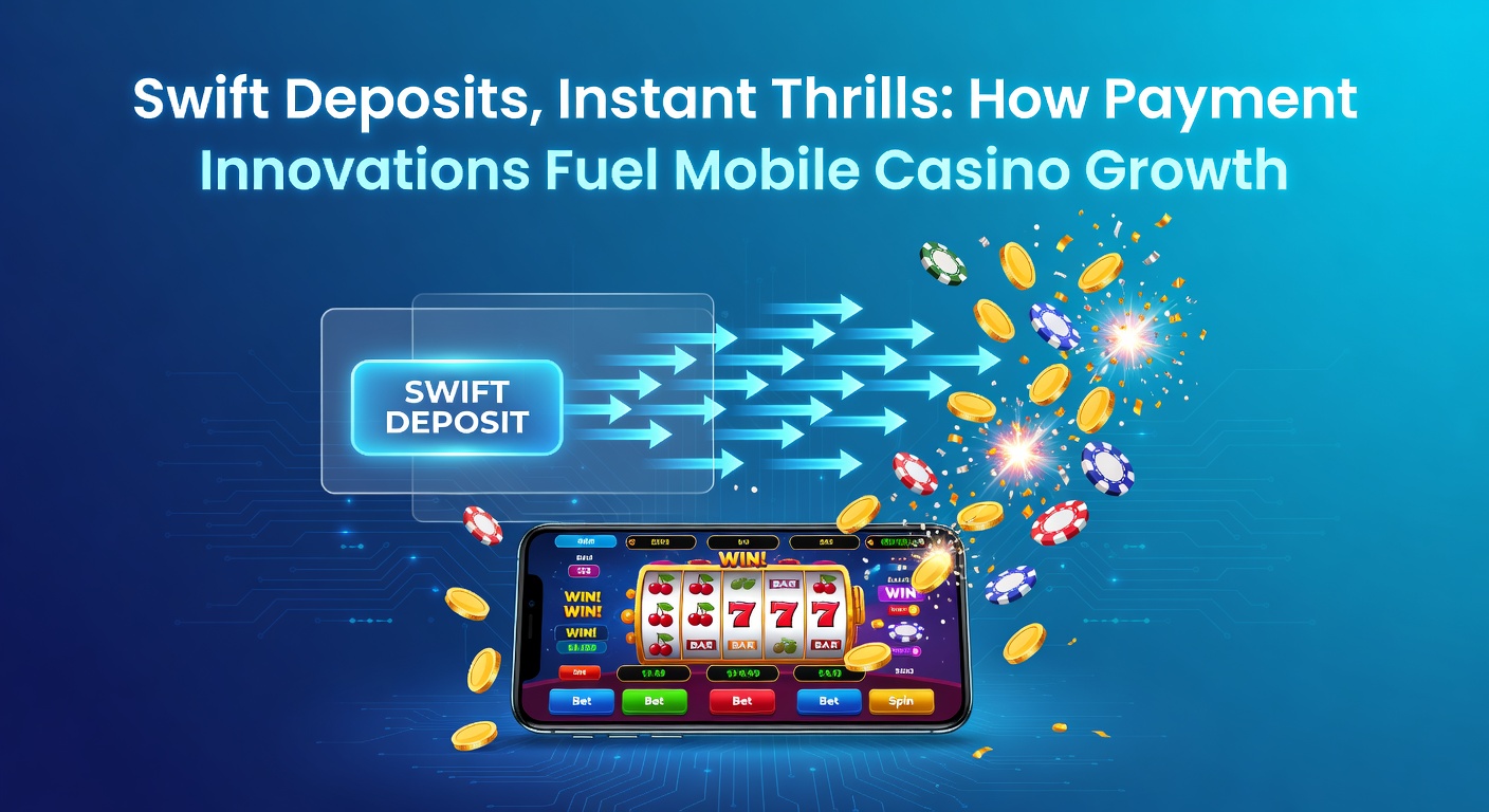 Smartphone met mobiel casino app en betaaliconen zoals Apple Pay en crypto wallets, symboliserend snelle transacties en groeiende populariteit